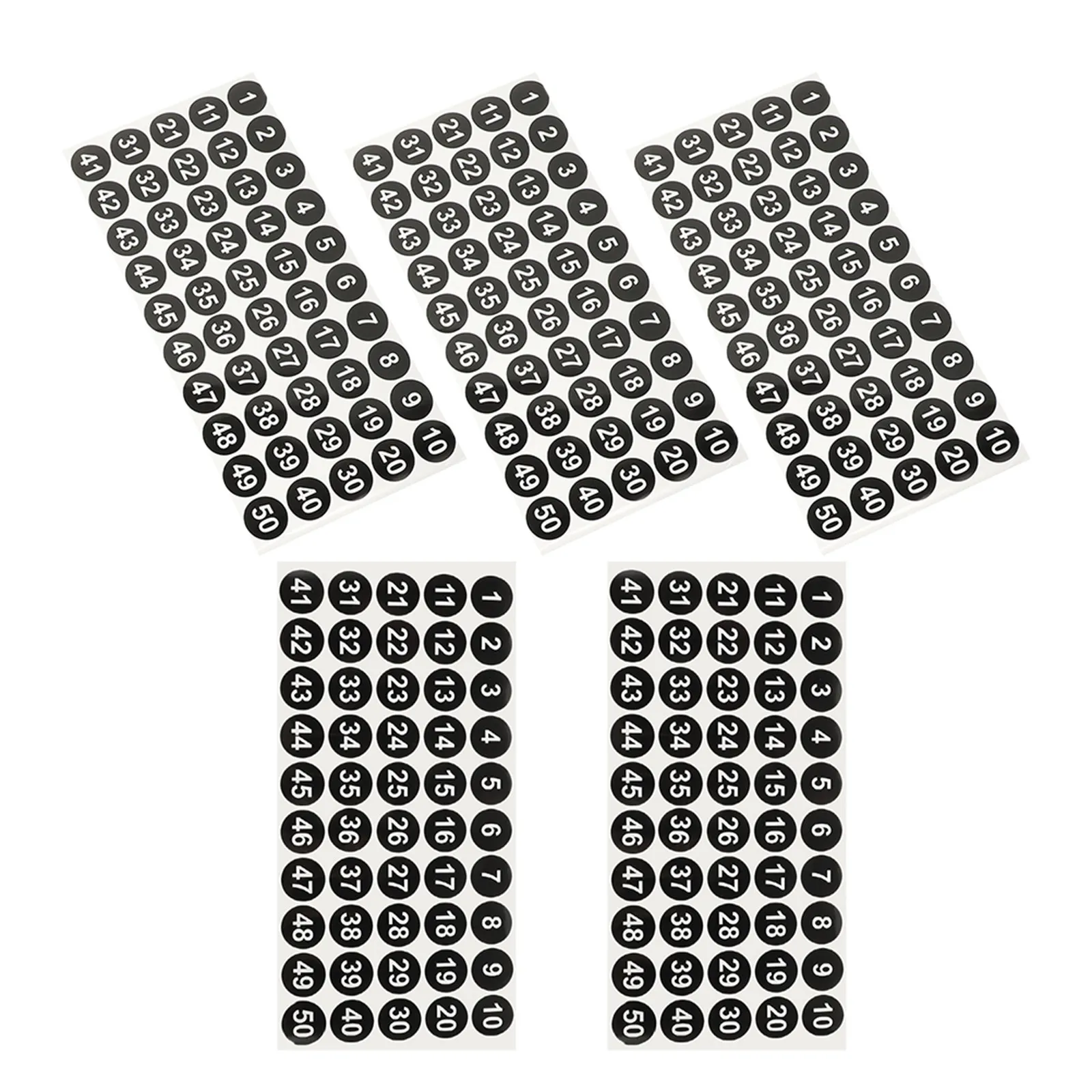 

5 Sheets Numbered Stickers 1-50 Small Round Digital Labels Waterproof Removable Adhesive Identification Labels for DIY Craft