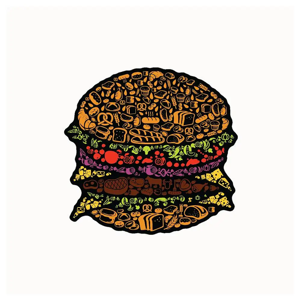 Burger Collage Waterproof Stickers For Decorating Car Windows Motorcycles And Computers.