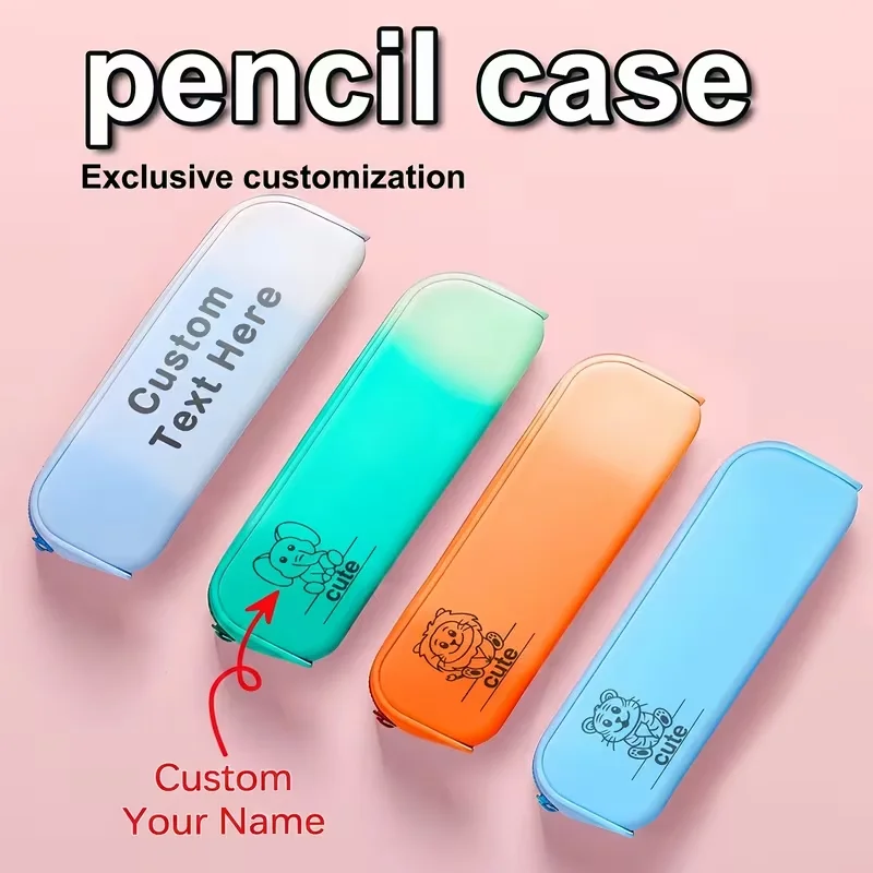 1Pc Personalized Custom Pencil Case, Holiday-Themed Silicone Pencil Case for School or Office, Available in Various Colors, Rubber Material, Perfect for Organizing Your Stationery, Colorful Zipper Bag, Silicone Material, Lightweight and Foldable, Rectangular Design, Portable, Perfect for Organizing Stationery and Back-To-School Office Supplies, Perfect Gift for the Back-To-School Season