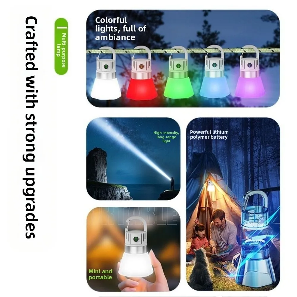 Multicolored Mini LED Flashlight Handheld Hanging Function Portable Hook Lamp Creative Waterproof RGB Ambient Light Camping Use