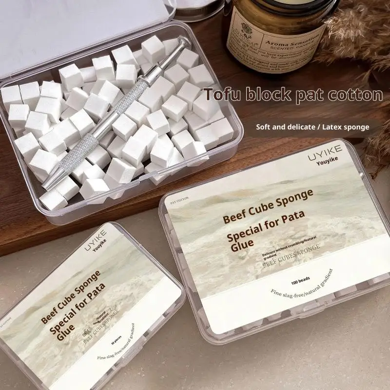 Kit Profissional de Ferramentas para Salão de Beleza: Esponjas para Unhas (50/100 unidades) com Caneta Aplicadora para Esmalte em Gel e Glitter em Pó 