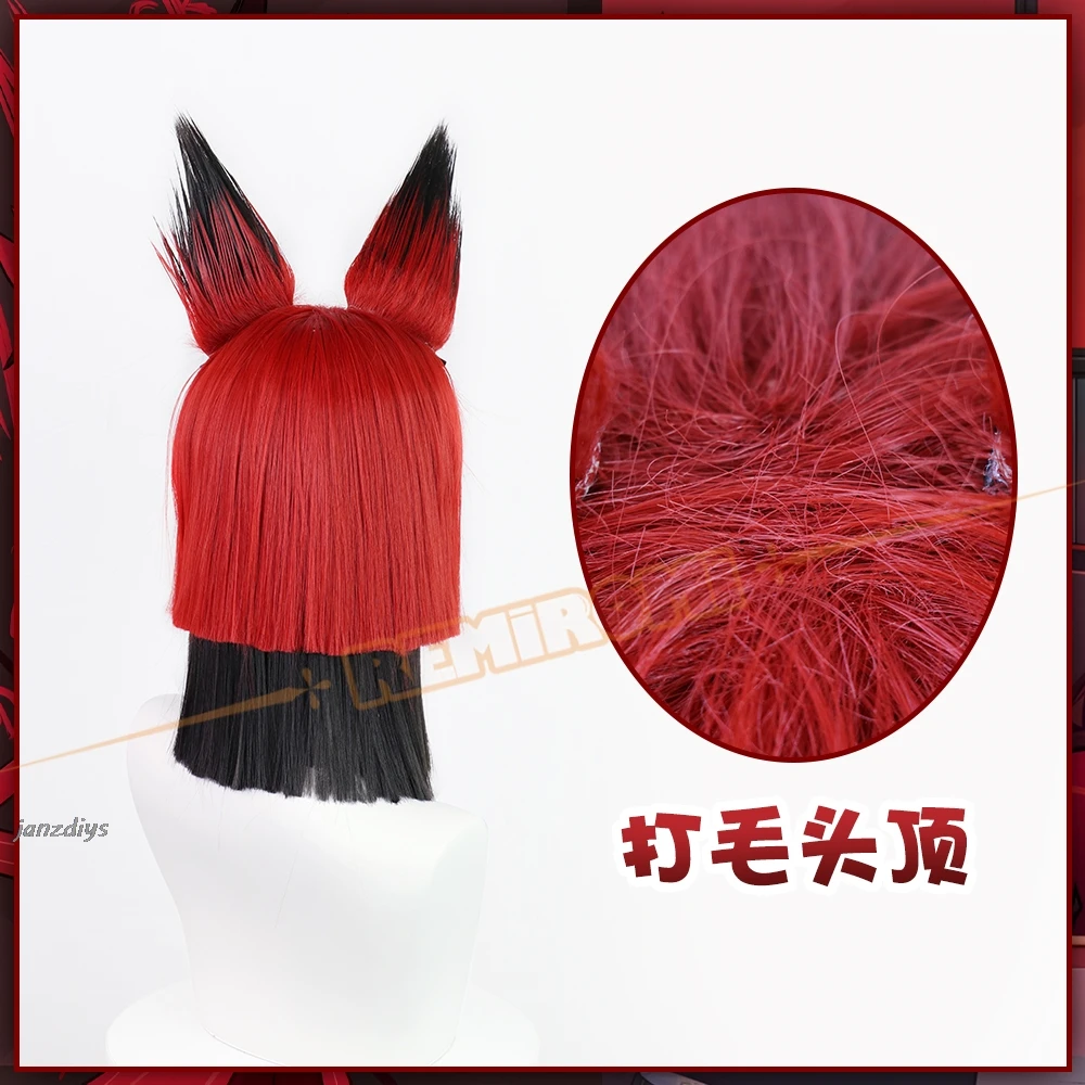 Hazbin Costume with Wig para Mulheres e Homens, Adultos e Crianças, Hotel, Alastor Carnival, Mulher Chapelaria, Cosplay, Casais, Meninas, Anime, Menina, Criança, Menino