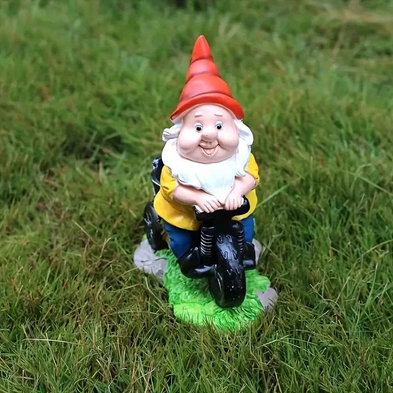 Bicycle Dwarf Flower Dwarf Garden Statue Garden Dwarf Decorative Sculpture Ornament Resin