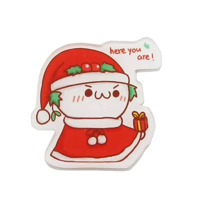 Producer Christmas acrylic Offset print Lapel Pin Hot sale manufacturer your own high quality design red cartoon figure badge