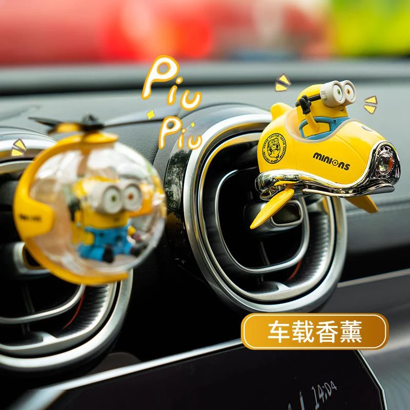 New Minions Cartoon Car Air Freshener Rotating Propeller Outlet Fragrance Magnetic Design Auto Accessories Interior Perfume gift