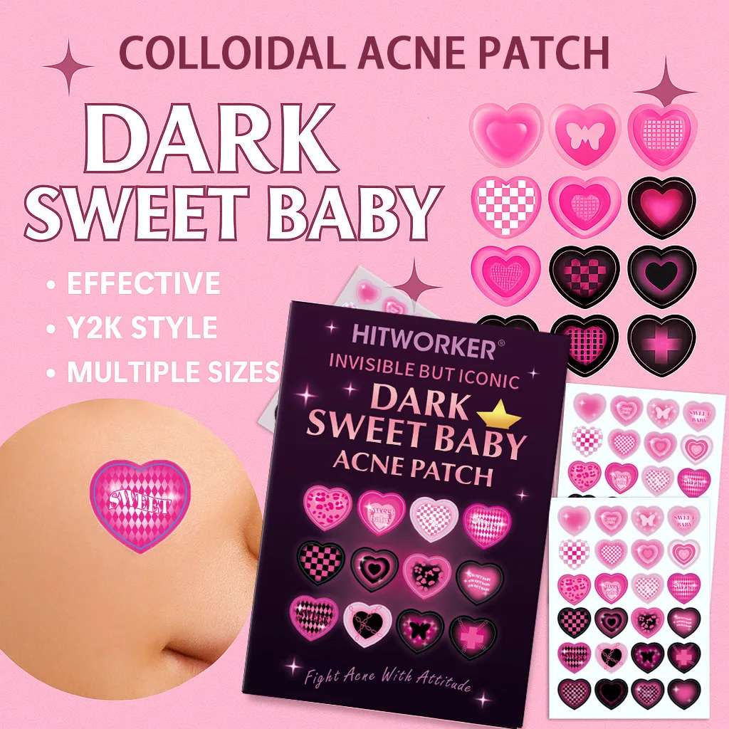 120/48 peças/caixa de lindos adesivos de acne em forma de coração - sem álcool, usados para absorver segredões de acne, essenciais para cuidados com a acne