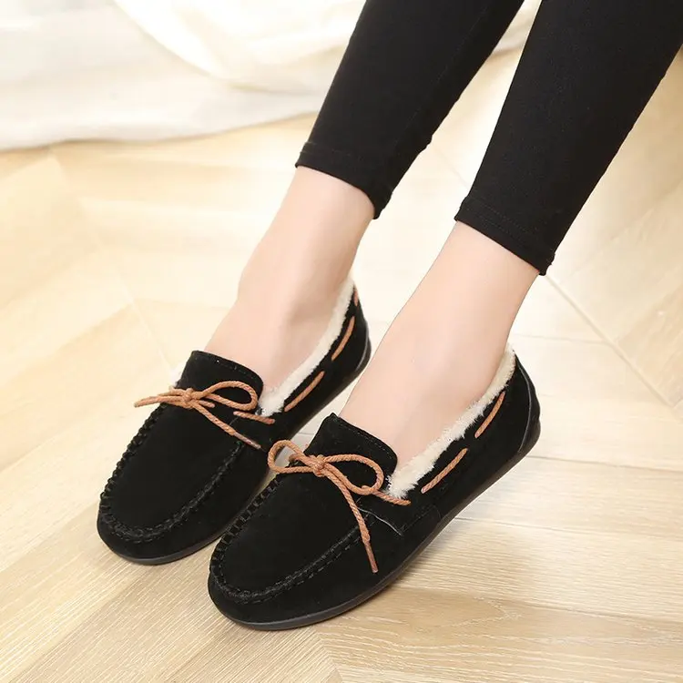 Winter Shoes Women Autumn Loafers With Fur Female Footwear Casual Sneaker Modis Shallow Mouth Round Toe Moccasin Boat New Fall S