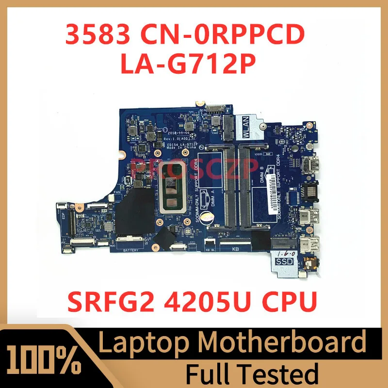 CN-0RPPCD 0RPPCD RPPCD Carte Mère Pour DELL 3583 Ordinateur Portable Carte Mère EDI54 LA-G712P Avec SRFG2 4205U CPU 100% Testé Fonctionne Bien