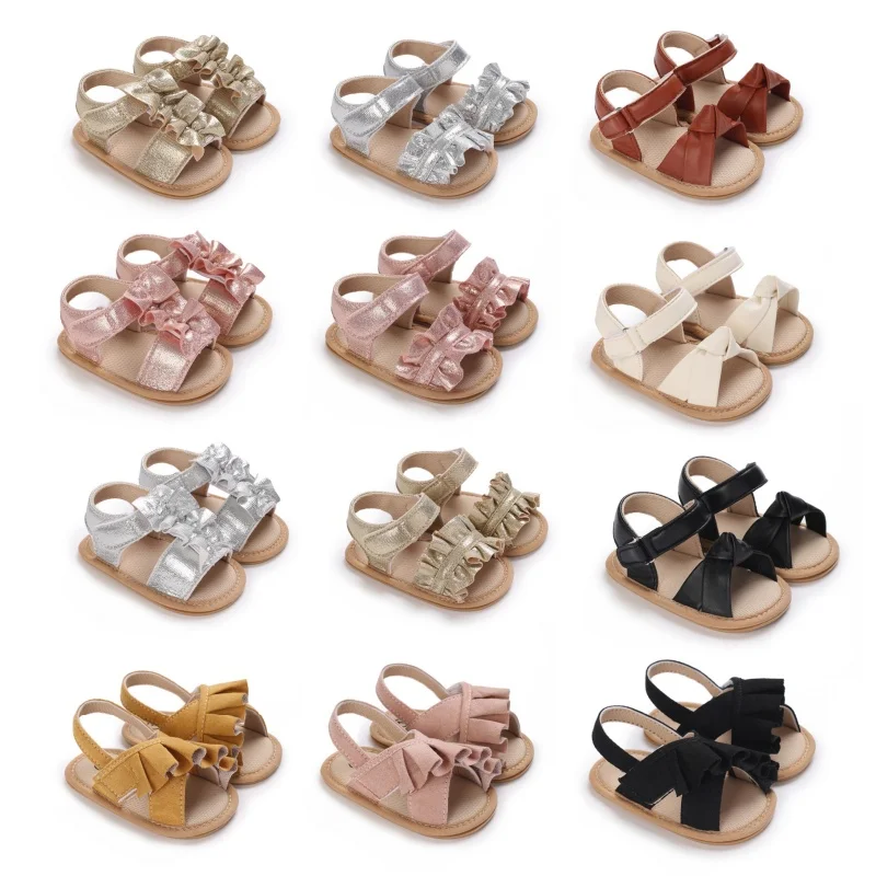 Fashion Flower Bowknot Sandals for Baby Girls Non-slip Soft Soled Cooling Sandals for Princess Girls Toddlers Newborn Watershoes