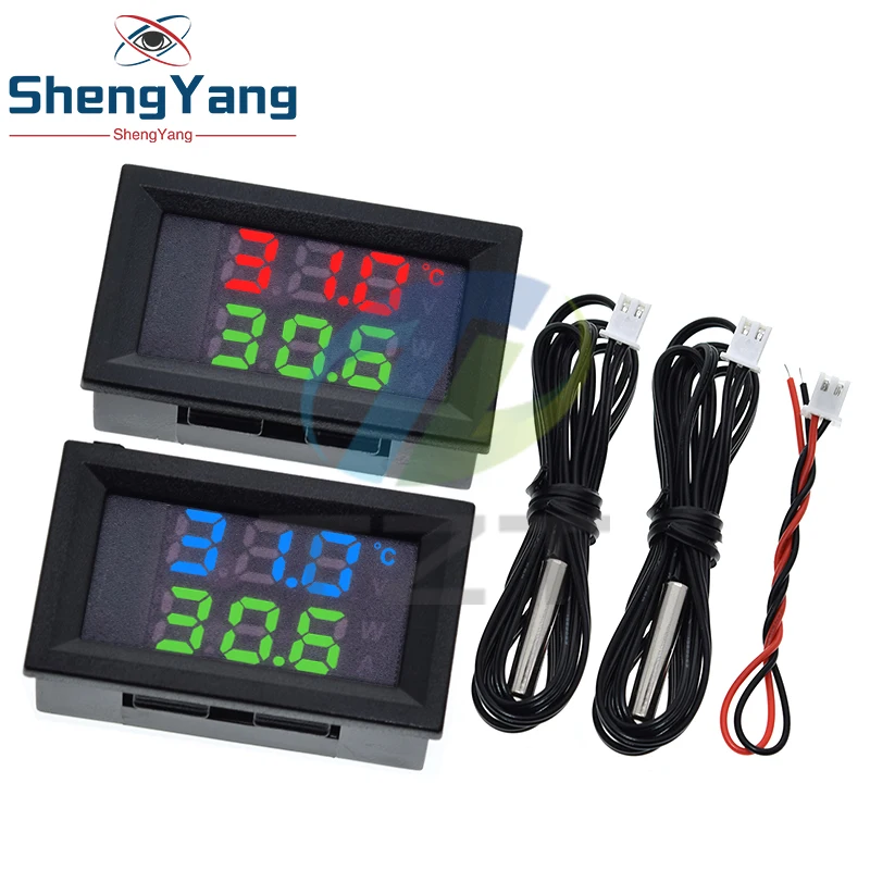 DC4-30V 100cm LED Display Digital Voltmeter and Thermometer Temperature Sensor Detector With NTC10K 3950 Probe Temp Tester Gauge