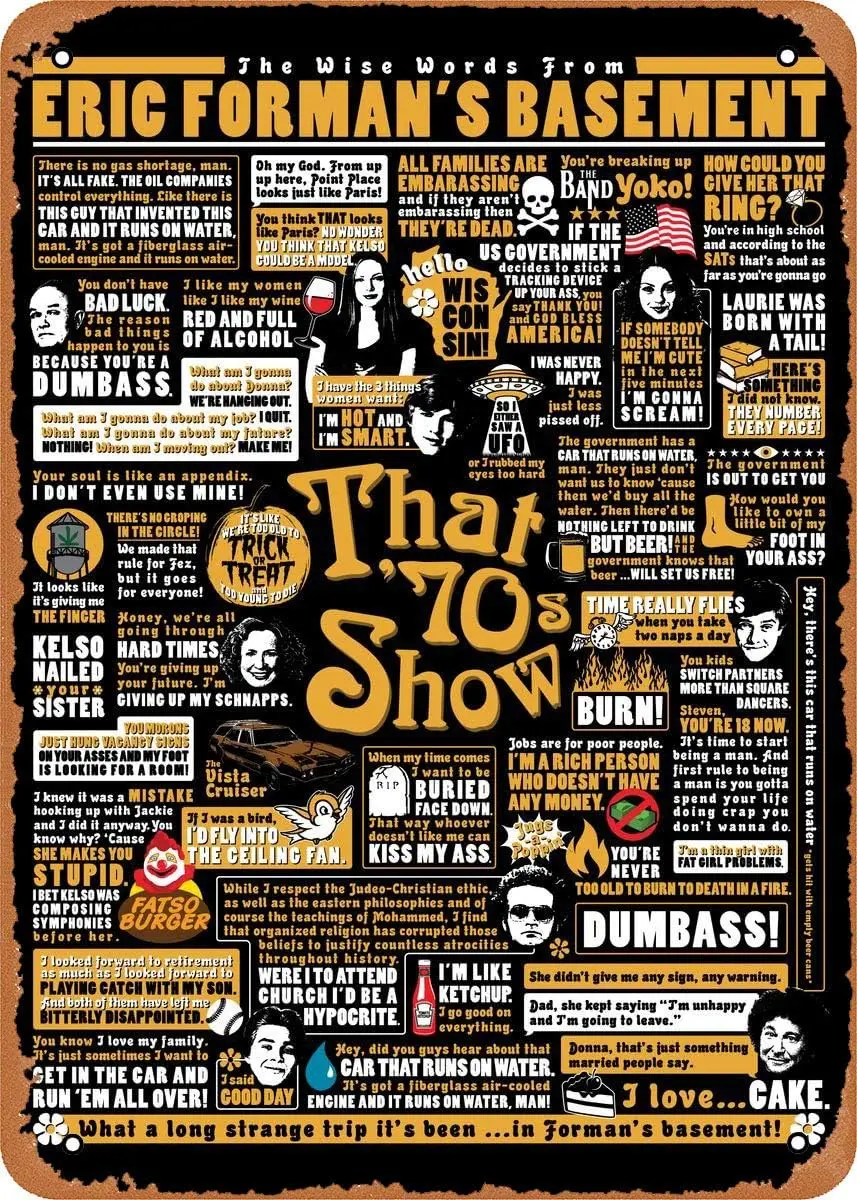 Y1, „That 70s Show Quotes That's What It's All About" – Vintage-Metallblechschild für Zuhause, Bar, Kneipe, Garage, Dekoration, Geschenke – Aluminium