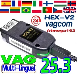 Interfaz VCDS VAGCOM 2026, VCDSCAN HEX V2 Actualización 25.3 para VW, AUDI, Skoda, Seat, Herramienta de Diagnóstico Automotriz Multi-idioma