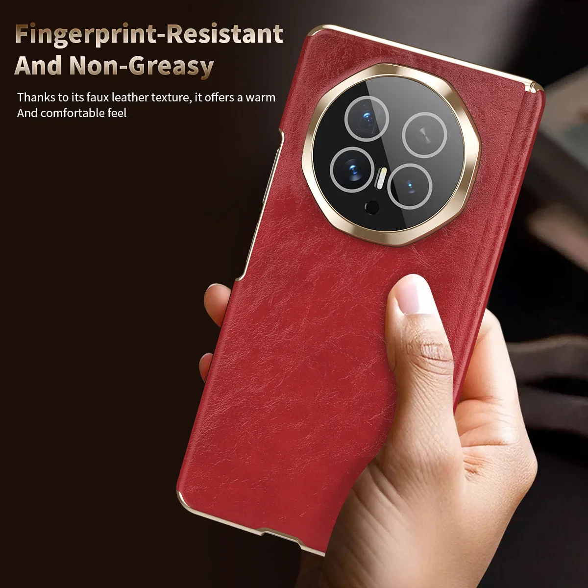 Advanced Oil Wax Texture Leather Phone Case, For Honor Magic V6 Central Hinge All Inclusive Lens Protection Bracket Cover