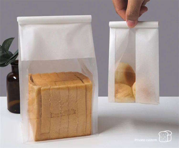 100PCS Iron Wire White Paper Window Toast Bread Cookies Packaging Bag DIY Baking Biscuit Oil Proof Slice Cake Storage Pouches