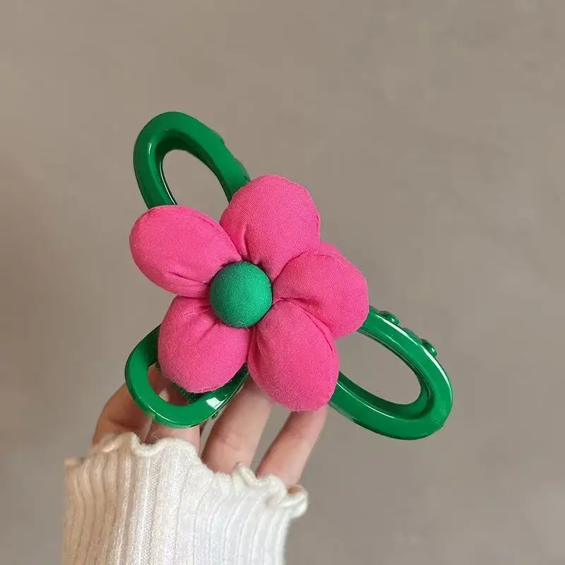 1 Stück 3D-Blumen-Haarspange, neuer grüner Haarklammer-Stil, Haarnadel für Dutt auf der Rückseite des Kopfes, geeignet für dickes Haar – Detail 3