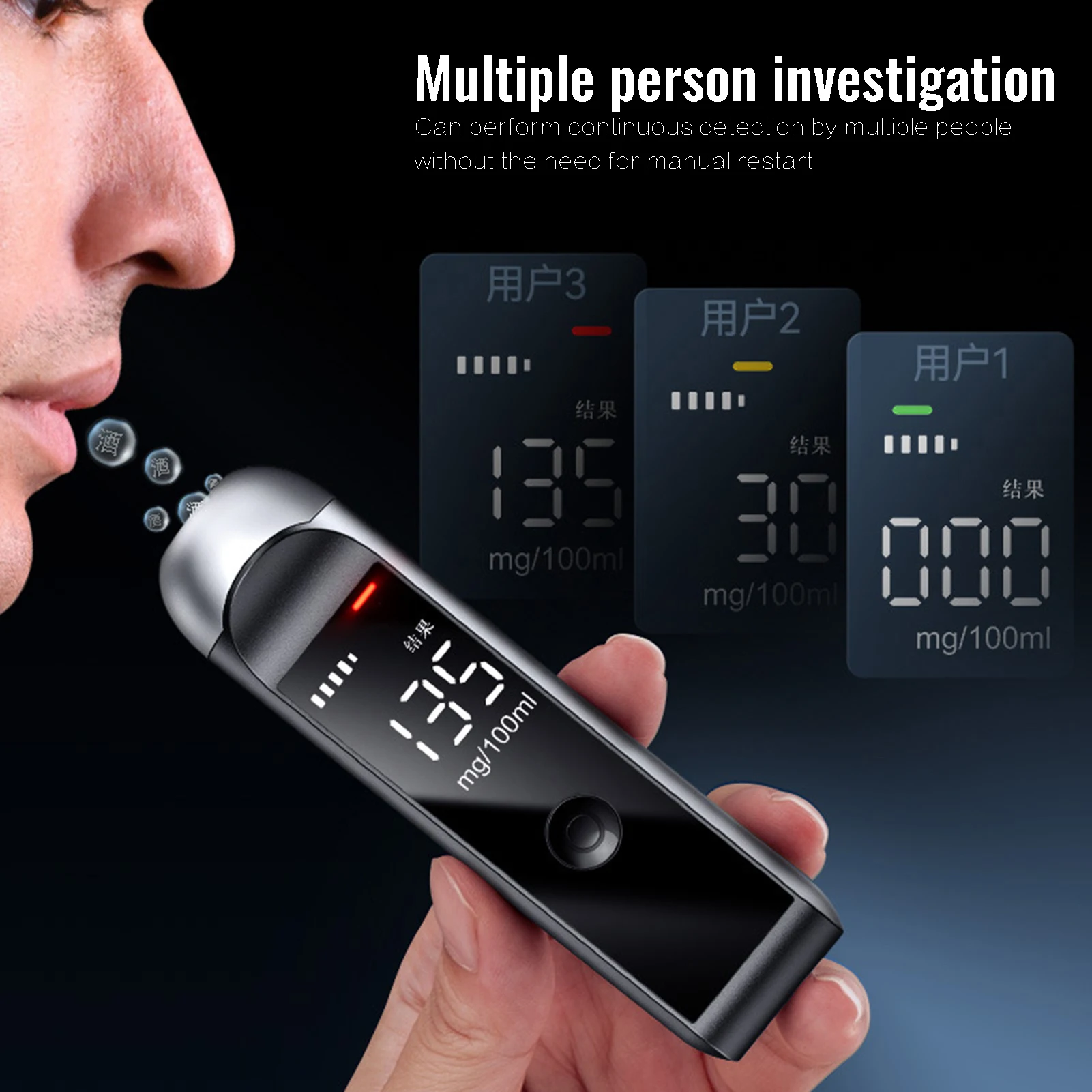 

Portable Breathalyzer Alcohol Tester USB C Rechargeable Alcohol Breathalyzer with Screen Display for Outdoor Activities Weddings