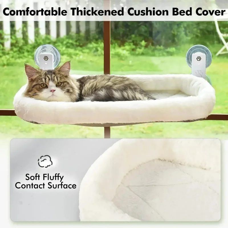 Plush Warm Cat Nest Suction Cup Cordless Cat Sun Bed Foldable Hammock High Load Capacity Pet House Practical Pet Supplies