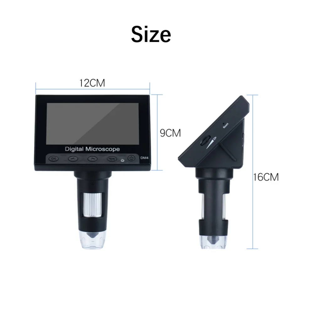 

4 3-дюймовый цифровой микроскоп с увеличением от 50x до 1000x и USB-соединением для тестирования электроники и образовательных услуг