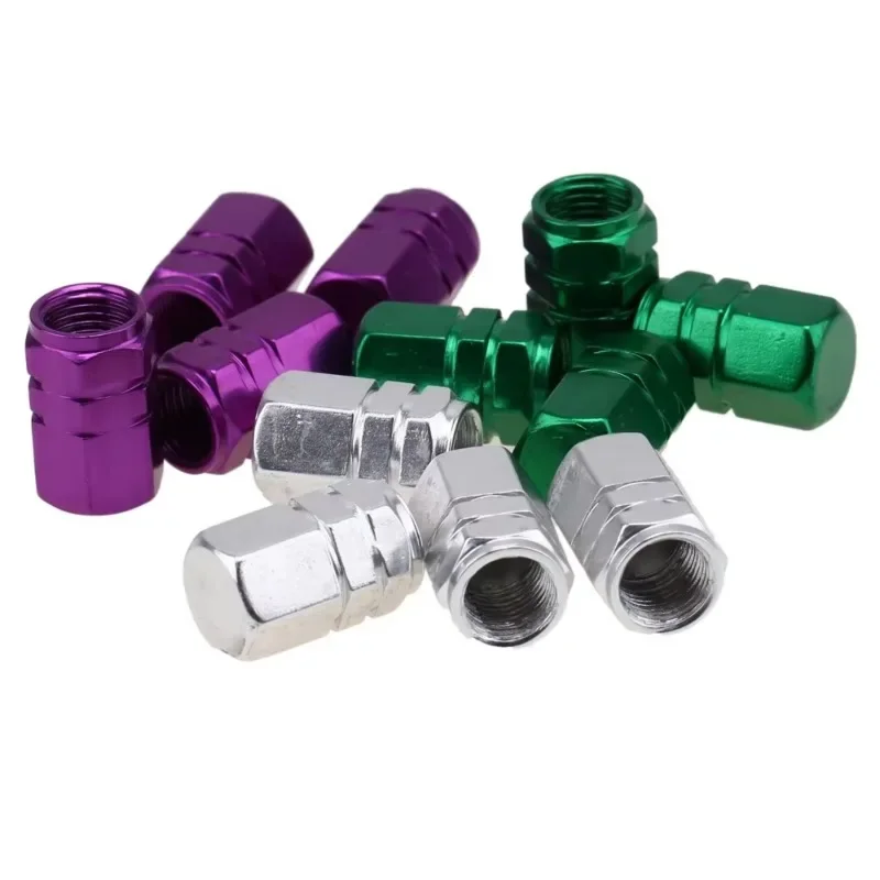 4pcs Tire Accessories Wheel Tyre Tire Valve Stems Air Dust Cover Screw Caps Car Motorcycle Truck Bike Purple Green Silver