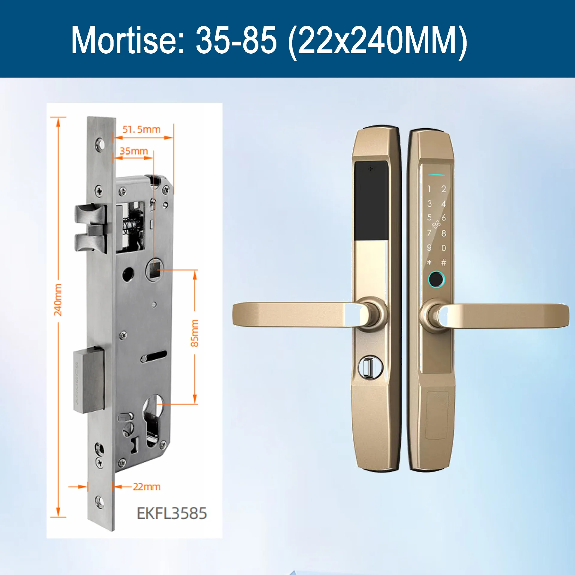 Bridge Aluminum Smart Password Lock Fingerprint IC Card Key Unlock Way Entry Door Tuya Home Security Electronic Lock