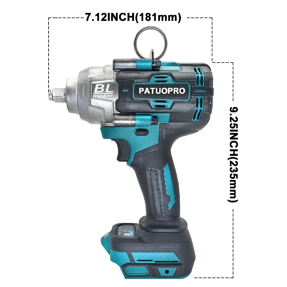 PATUOPRO Max 2000N.M Brushless Cordless Wrench 21V Rechargeable Electric Impact Wrench Home Power Tools For Makita 18V Battery