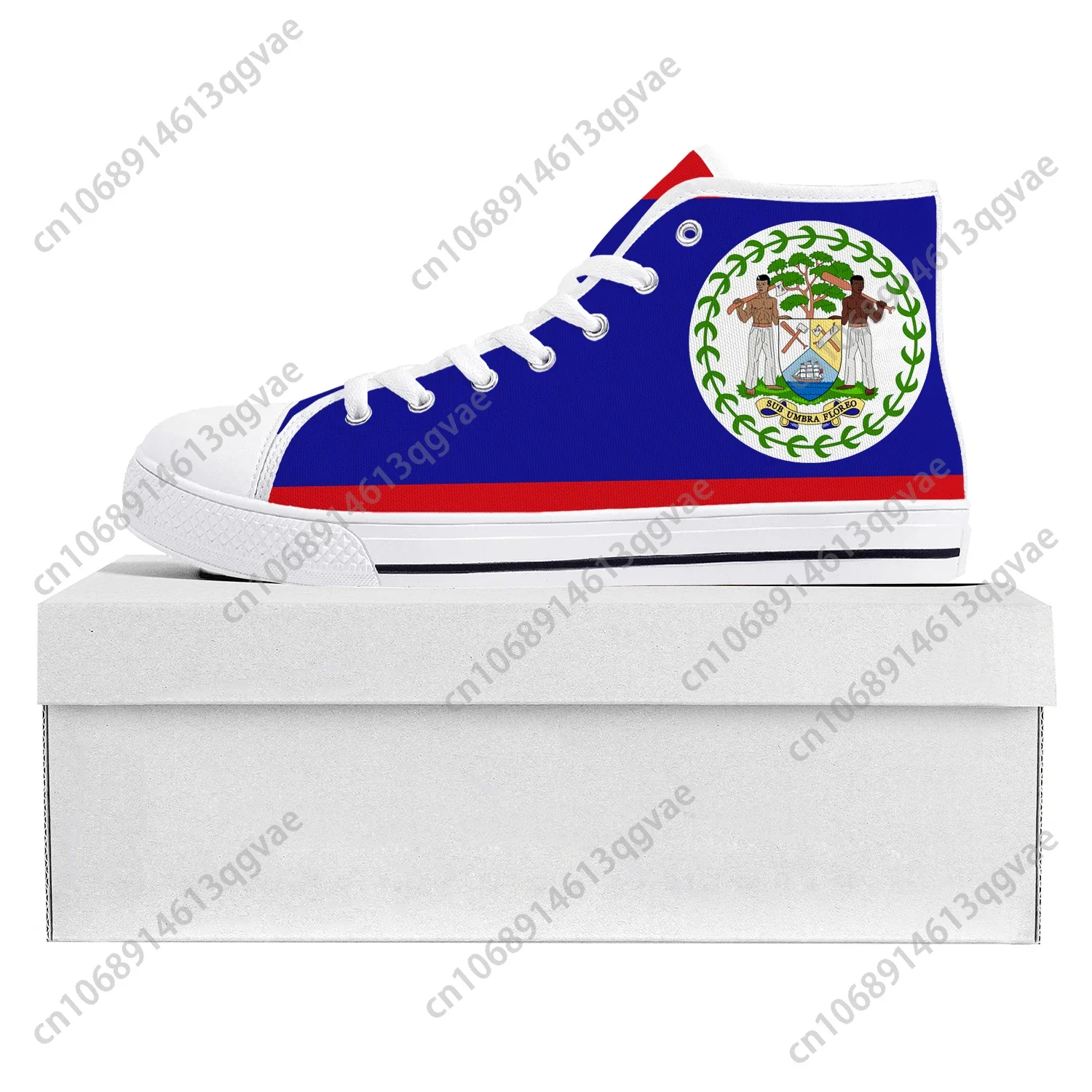 Belizean Flag High Top High Quality Sneakers Mens Womens Teenager Canvas Sneaker Belize Casual Couple Shoes Custom Shoe