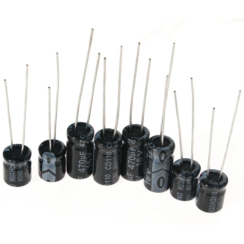 Takefast 120pcs Electrolytic Capacitor 16V 25V 50V Aluminum Electrolytic Capacitor Kit 12 Values 1uF-470uF