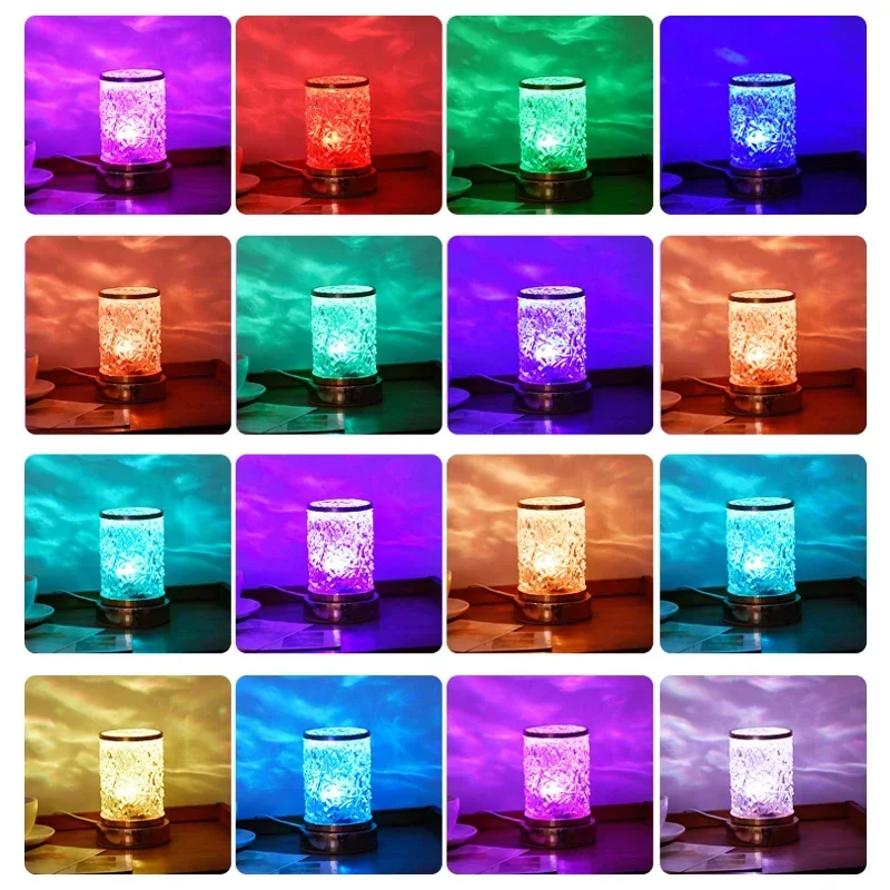 USB Interface Colorful Water Ripple Pattern Rotating Light and Shadow RGB Valentine\'s Day Romantic Atmosphere Small Night Light