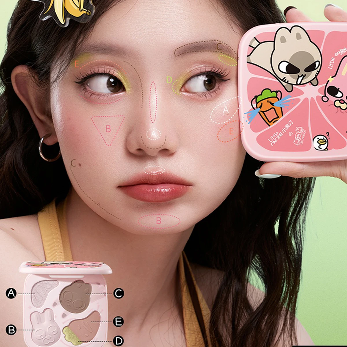 Little ONDINE MULTI-COLOR FUN PALETTE,Silky Smooth & Minimal Fallout,All-in-One Palette Versatility,Natural Daily Makeup Finish