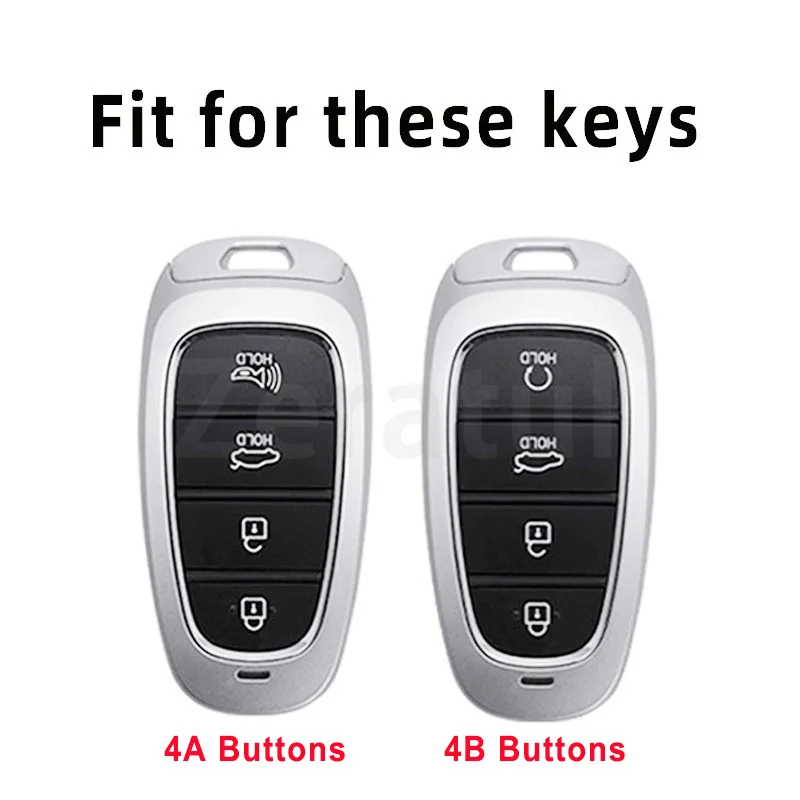 4 Buttons TPU Auto Shell Fob Case Keychain for Hyundai Santa Fe Tucson 2022 NEXO NX4 Atos Solaris Prime 2021 Car Key Cover