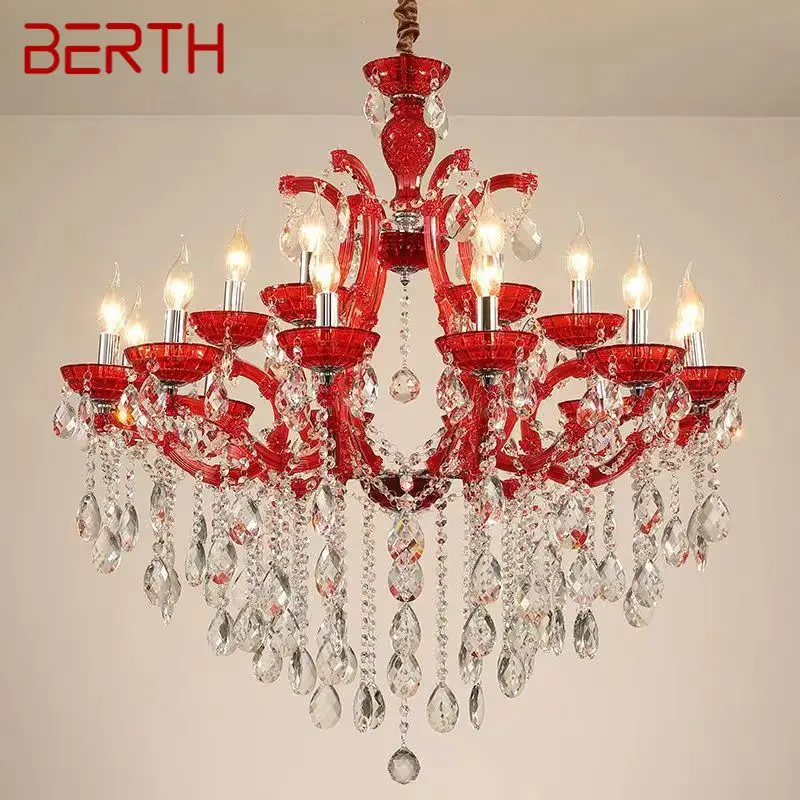 

BERTH LuxuriousCandle Pendent Lamp European Style Crystal Lamp Art Living Room Restaurant Villa Staircase Duplex Building