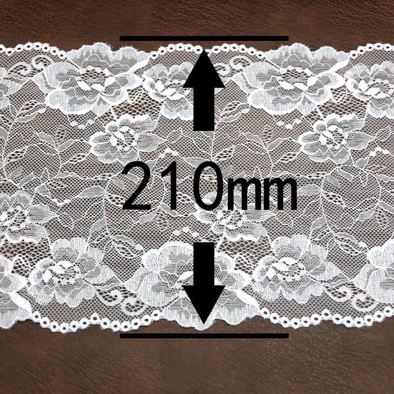 (3 meters/roll) 210mm White Flowers Embroidery Stretch Lace Fabric French Hollow Trim DIY French Underwear Lace Ribbon