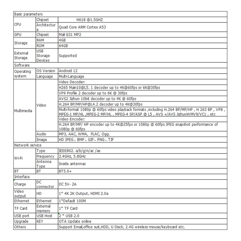 4G + 32G Allwinner H618 Android 12 Smart TV Box 2.4G + 5G WIFI + Blutooth5.0 H265 TV98 مشغل الوسائط سهل التركيب بمقبس الاتحاد الأوروبي