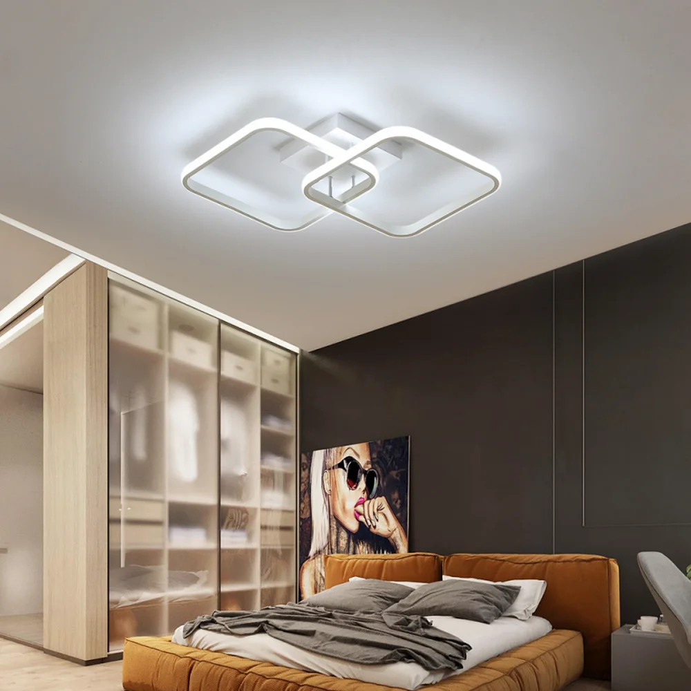 Moderne quadratische Deckenleuchte, LED-Kronleuchter, 42 W Acryl-Deckenleuchte für Küche, Esszimmer, Wohnzimmer, Studio, Büro, 6500 K – Detail 9