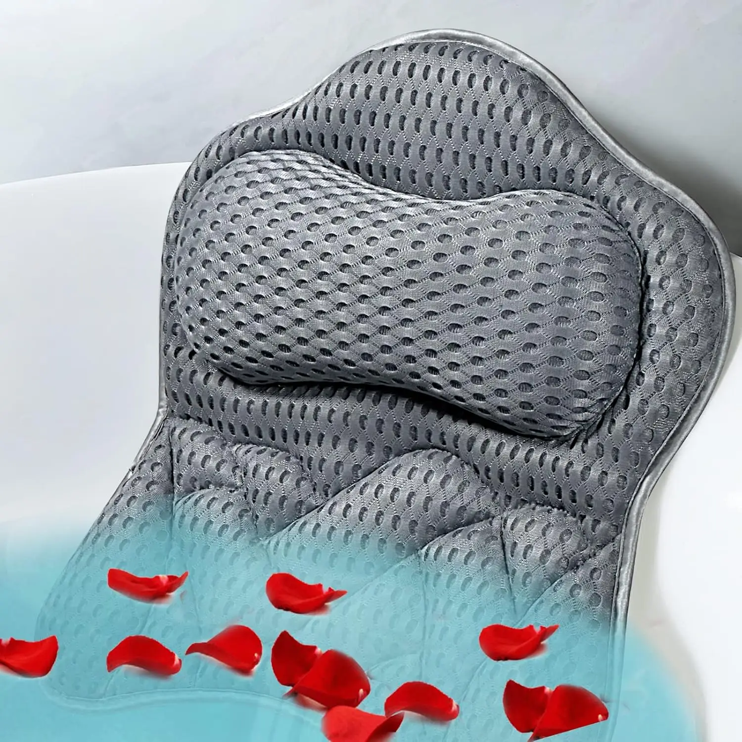 

Bath Pillow, Tub Pillow for Bathtub with Strong Non-Slip Suction Cups and Comfortabl 3D AirMesh Bath Pillow for Women &Man