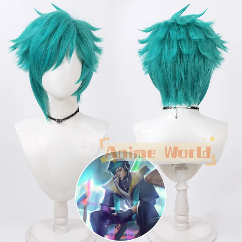 Heartsteel Aphelios Cosplay Wig The Weapon of the Faithful Aphelios Blue Heat Resistant Synthetic Hair Halloween Role Play