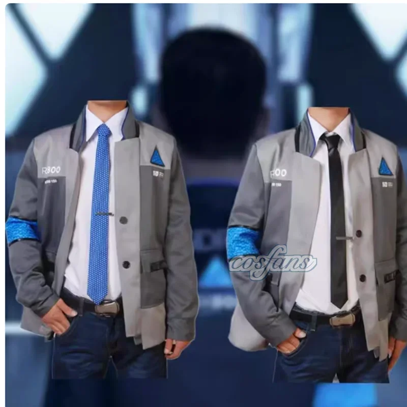 Costume de cosplay Detroit Become Human, uniforme de cosplay Connor, veste pour homme, cravate, manteau RK800, ensemble complet pour jeu de rôle