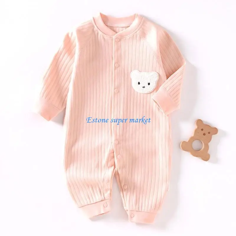 090B Baby Long Sleeve Jumpsuit Newborn Front Closure Romper Breathable Infant Clothes
