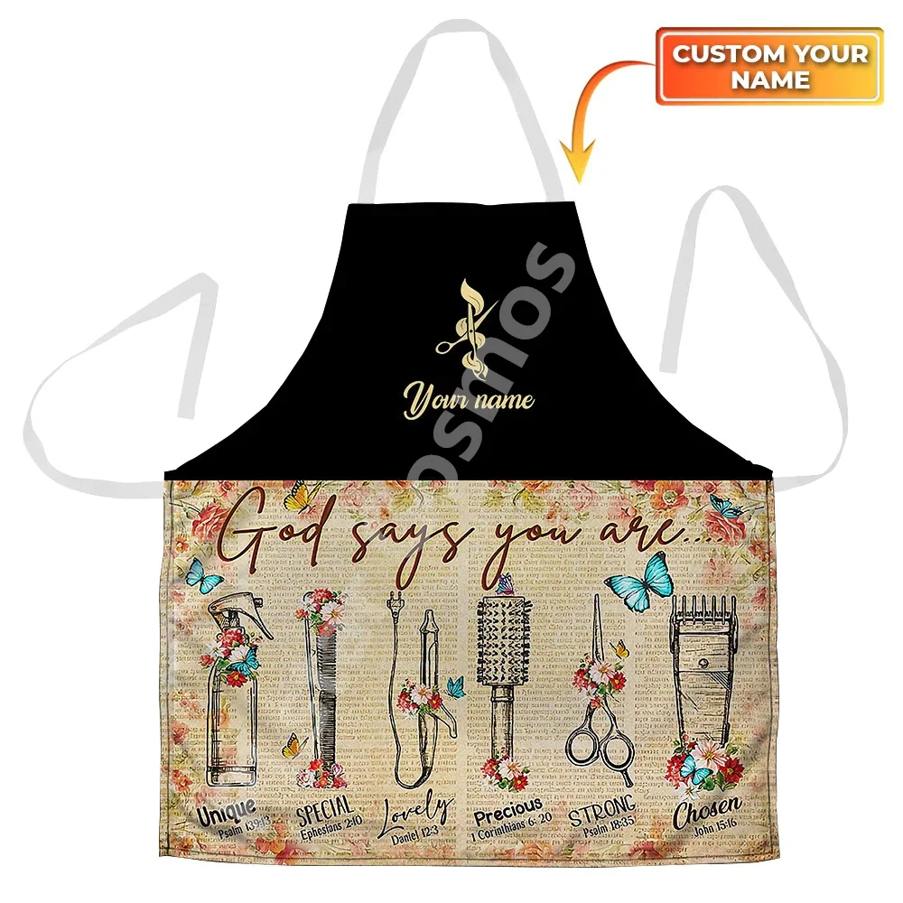 Love Hairdresser Salon Hairstylist 3D Apron Personalized Name 3D All Over Printed Apron