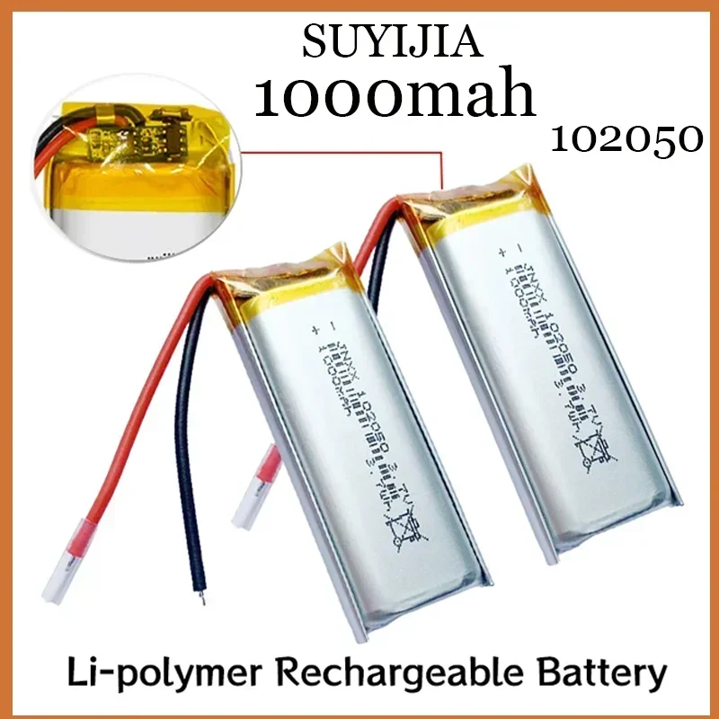 New 102050 1000mah Lithium Battery3.7V Lithium Polymer Rechargeable Battery for GPS Logger LED Light Beauty Instrument with PCB