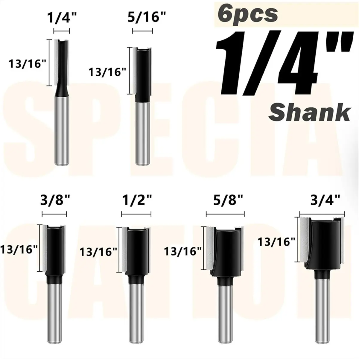 A008 Double Fluted Straight Cut Router Bit Set 1/4 Shank, Router Drill Bit, Woodworking Tools Milling Cutter for Grooving