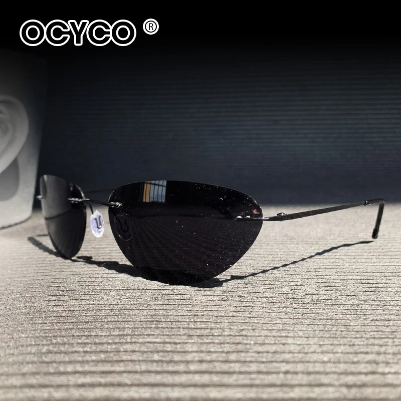 OCYCO الاستقطاب كول موضة الطيار مصفوفة نيو النظارات الشمسية خفيفة بدون شفة الرجال القيادة العلامة التجارية تصميم نظارات شمسية دي سول