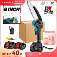 8 Inch Brushless Electric Saw Cordless Oiler Handheld Garden Wood Cutting Logging Chainsaw Power Tool For Makita 18V Battery Pin