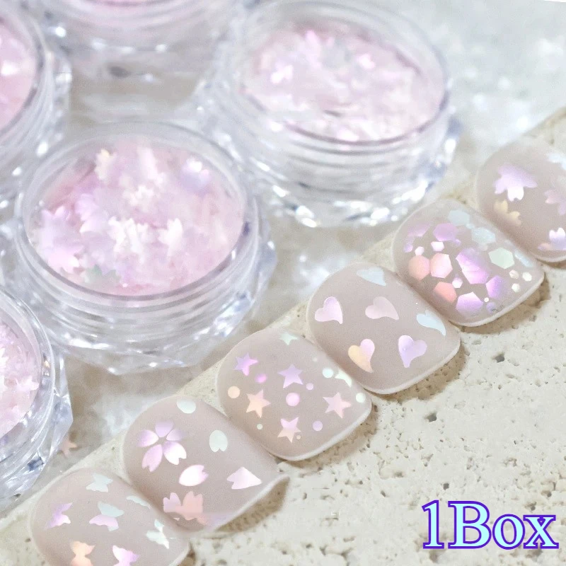 1Box Multiple Shapes Sparkle Nail Glitter Sequins Fine Flash Butterfly Star For Nail Shining Decorations