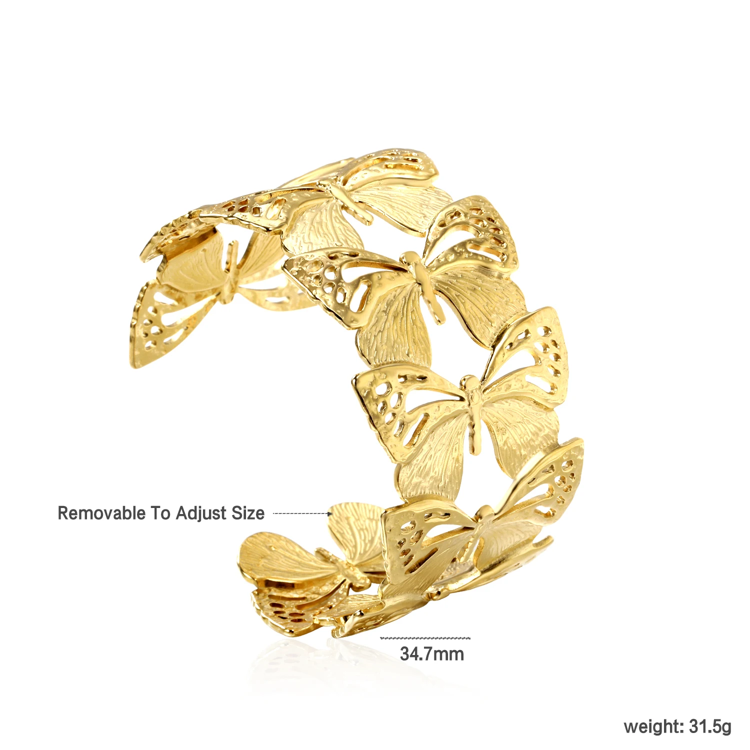 LUXUSTEEL Flower Shape Cuff Bracelets Bangles Women\'s Stainless Steel 18k Golden Plated No Fade Bangles Casting Aesthetic Couple