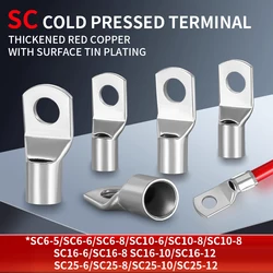 100/500 pcs Copper Wire Lugs Ring Connector Bare Cable SC Crimp Terminal SC6-5 SC6-6 SC6-8 SC10-6 SC10-8 SC16-6 SC16-8 SC26-6