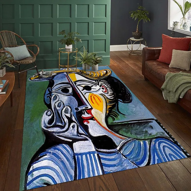 Abstract Painting Artistic Living Room Carpet Foldable Machine Washable Coffee Table Plush Mat Bedroom Fluffy Rug Ковер Tapis 러그