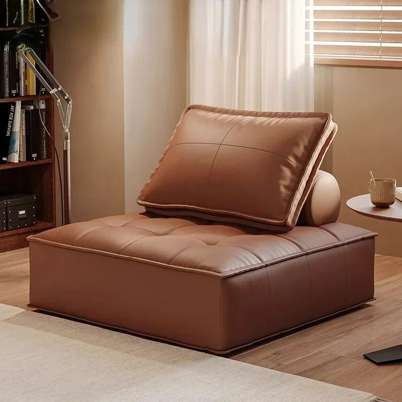 Block Combination Living Room Rental Room Lazy Sofa Small Unit Single Bedroom Cat Scratch Leather Sofa Bed Single Sofa Chair