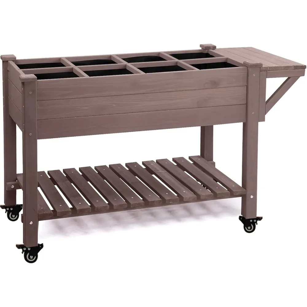 

Aivituvin 52.7x22x30in Raised Garden Bed, Elevated Wood Planter Box Stand with Wheels for Outdoor Gardening, Liner Included, 230