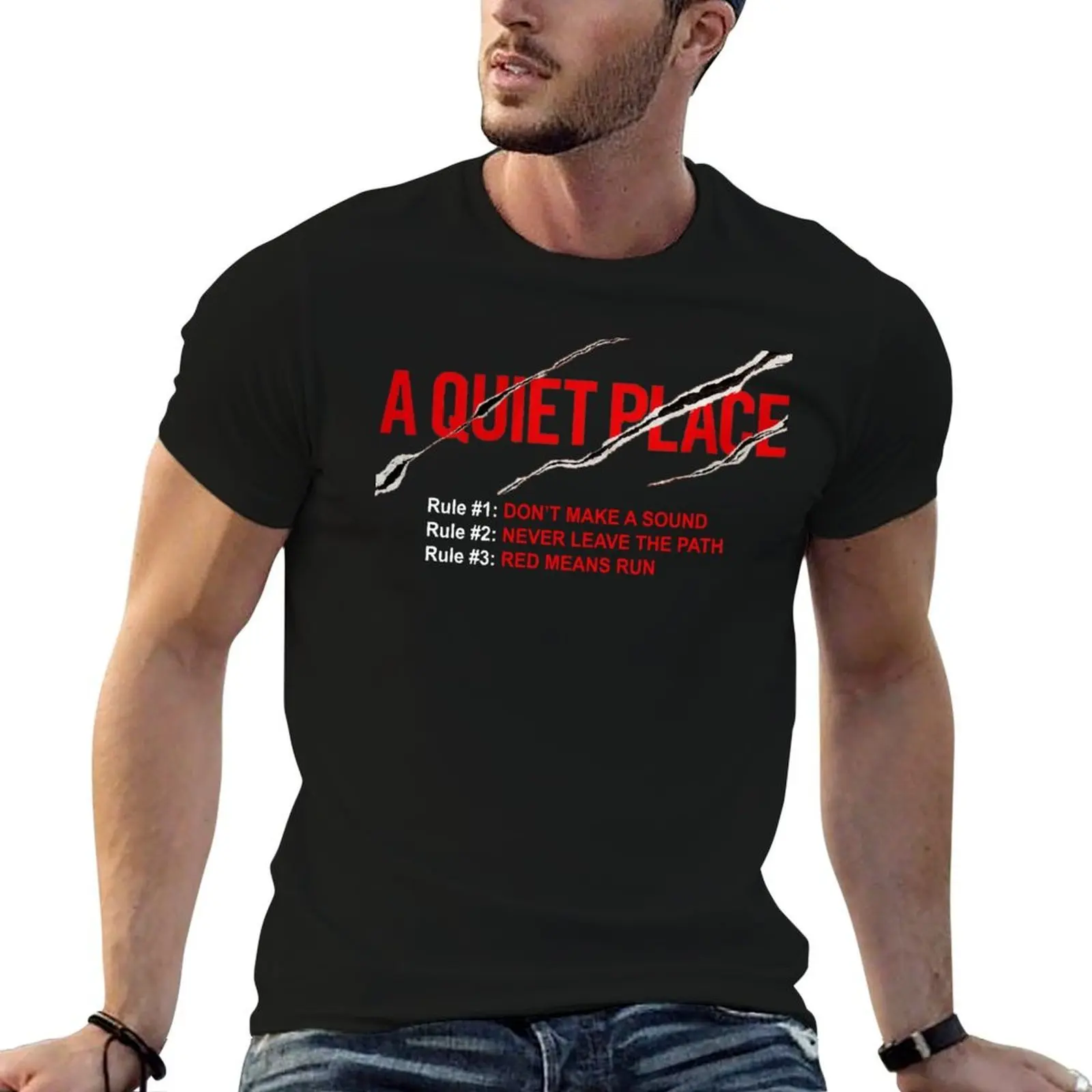 

A Quiet Place - Rules T-Shirt black cotton t-shirt plain for man package cotton tshirt 100% T-Shirt